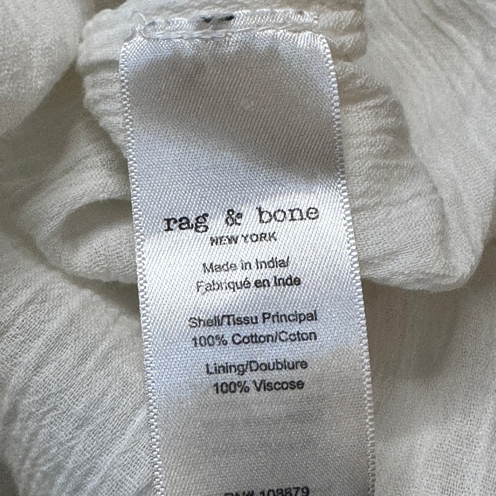 RAG & BONE Sheer White Gauze Caftan Midi Dress Cover Up Beach Kaftan Medium - Picture 6 of 10
